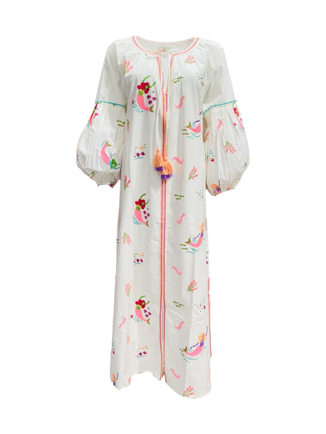 Abito Lungo Ricamato in Cotone Boho-Chic Mod.1