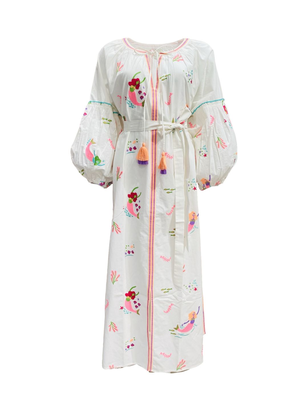 Abito Lungo Ricamato in Cotone Boho-Chic Mod.1