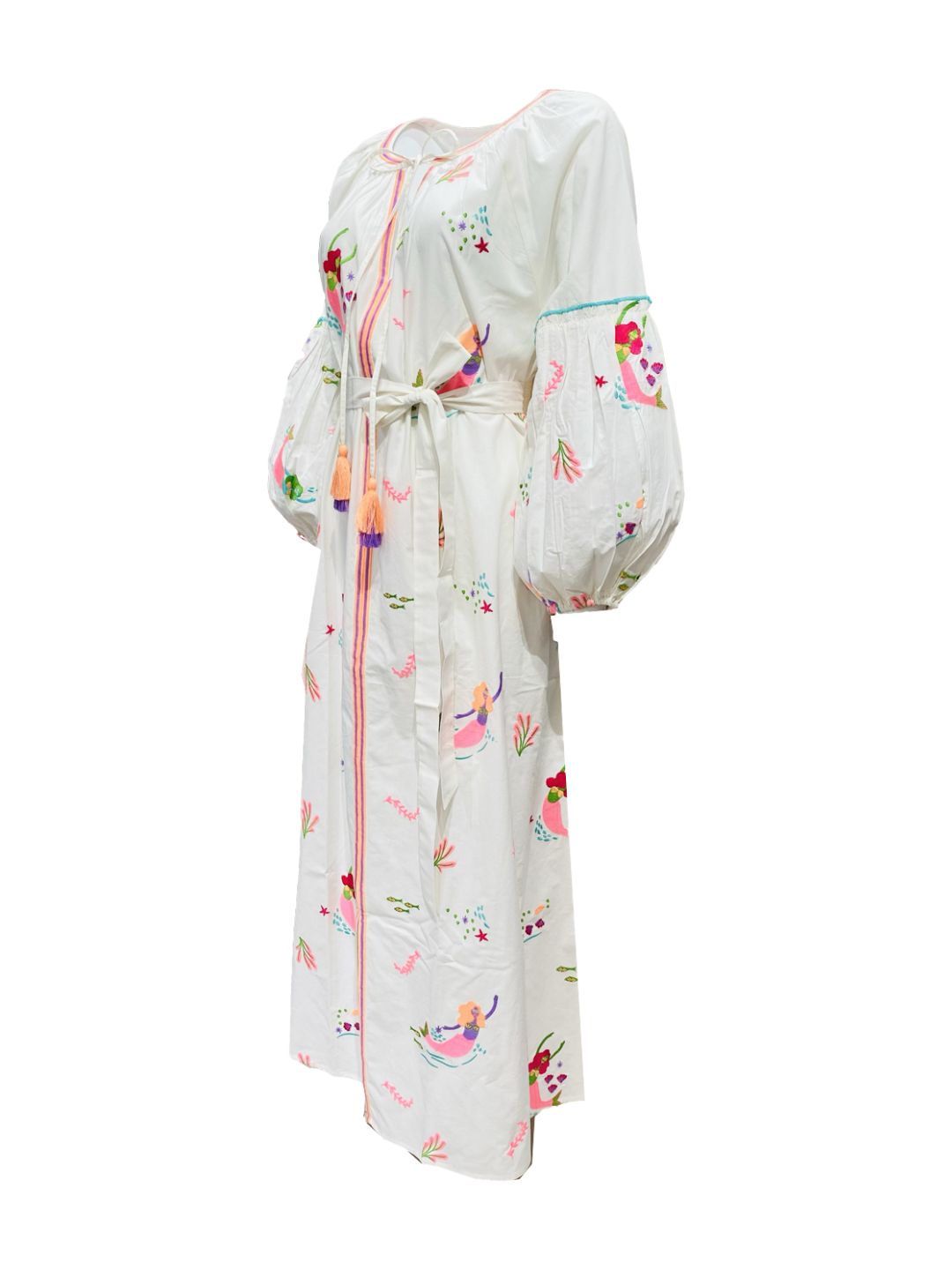Abito Lungo Ricamato in Cotone Boho-Chic Mod.1