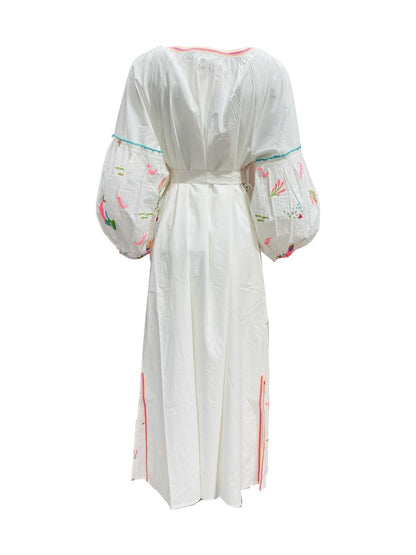 Abito Lungo Ricamato in Cotone Boho-Chic Mod.1