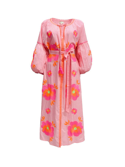 Abito Lungo Ricamato in Cotone Boho-Chic Mod.2