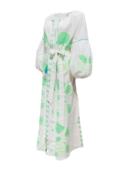 Abito Lungo Ricamato in Cotone Boho-Chic Mod.3