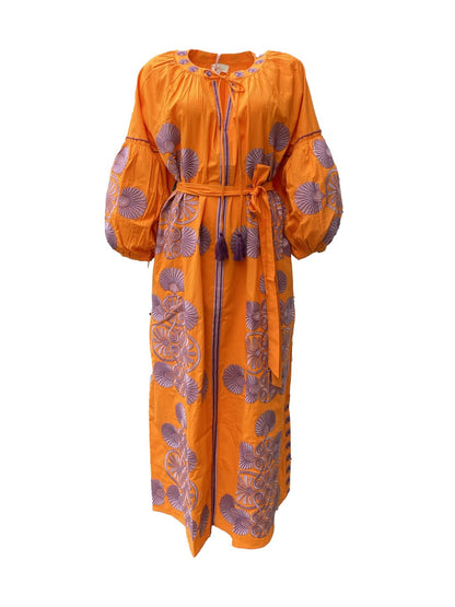 Abito Lungo Ricamato in Cotone Boho-Chic Mod.4