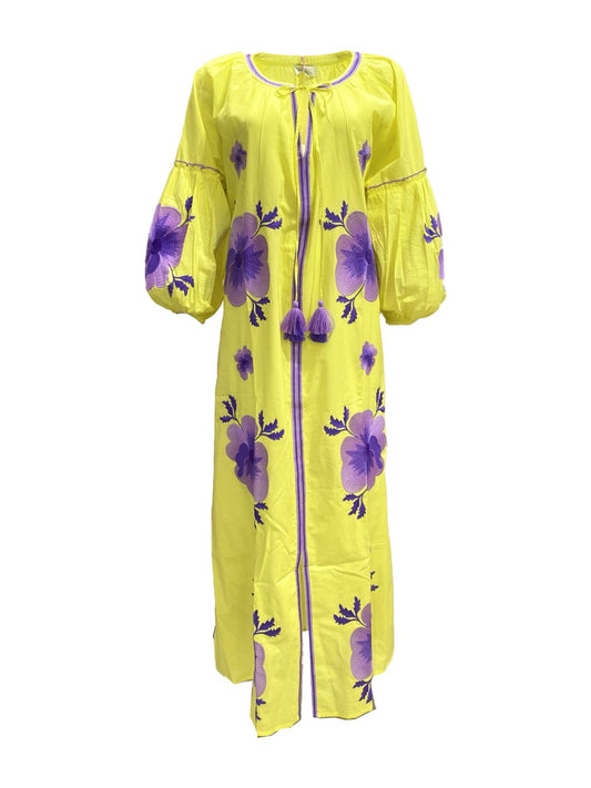 Abito Lungo Ricamato in Cotone Boho-Chic Mod.5