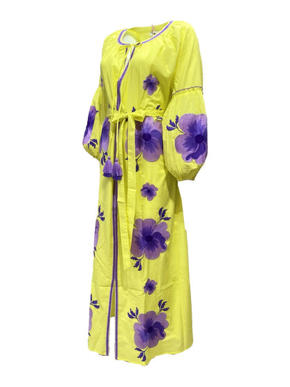 Abito Lungo Ricamato in Cotone Boho-Chic Mod.5