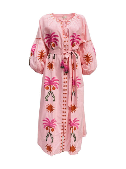 Abito Lungo Ricamato in Cotone Boho-Chic Mod.6