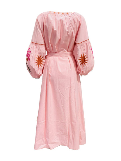 Abito Lungo Ricamato in Cotone Boho-Chic Mod.6