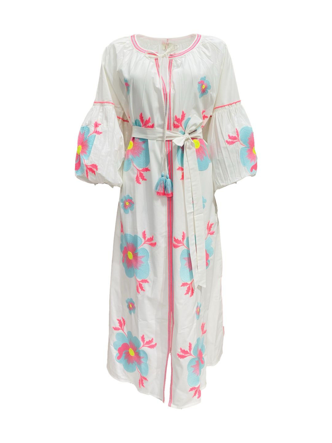 Abito Lungo Ricamato in Cotone Boho-Chic Mod.7
