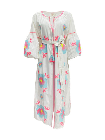 Abito Lungo Ricamato in Cotone Boho-Chic Mod.7