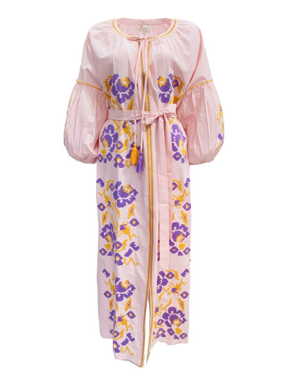 Abito Lungo Ricamato in Cotone Boho-Chic Mod.8