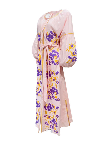 Abito Lungo Ricamato in Cotone Boho-Chic Mod.8