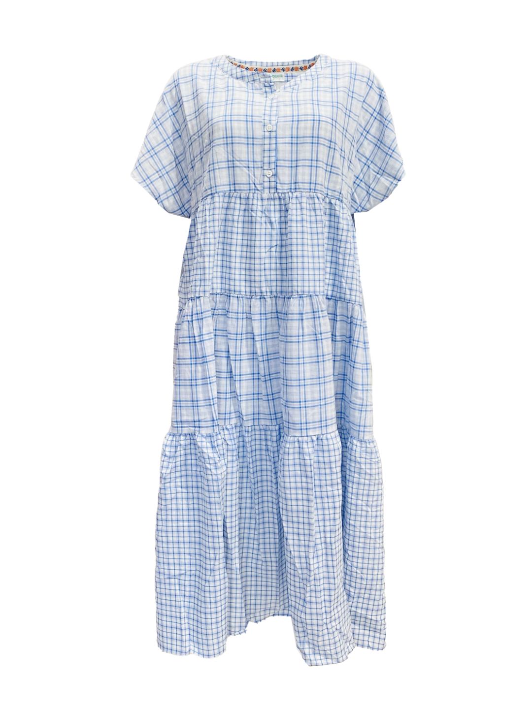 Abito Lungo Vichy Azzurro