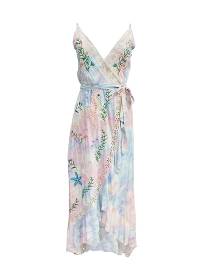 Boho Chic Embroidered Wrap Dress 56SD3033-1790