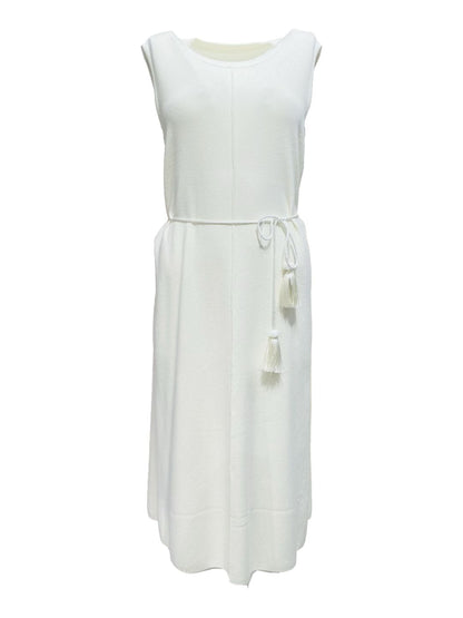 Abito Trapezio in Maglia Smanicato Panna