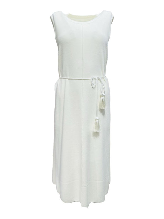 Abito Trapezio in Maglia Smanicato Panna