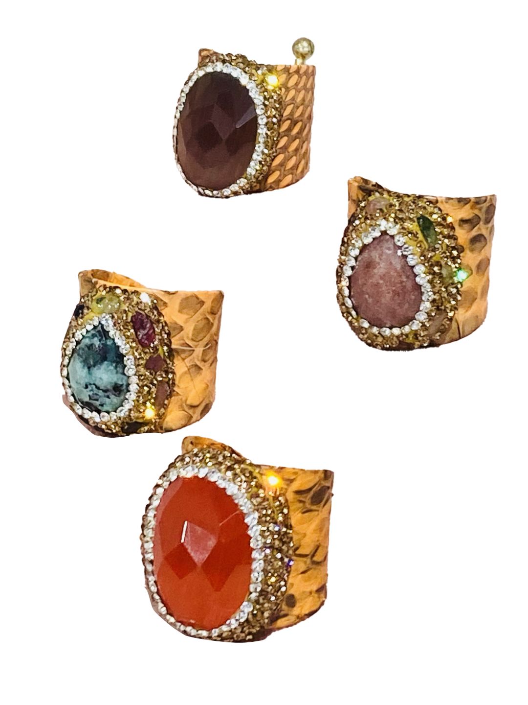 Anelli stampa pitone in pelle Arancio