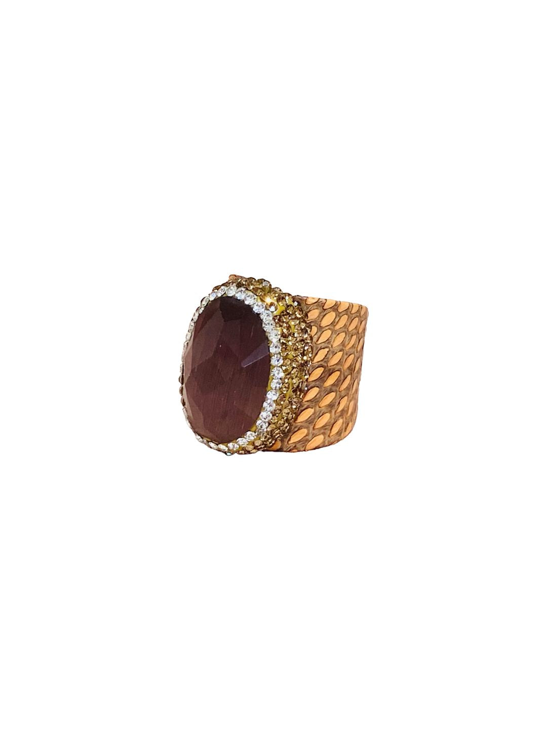 Anelli stampa pitone in pelle Arancio