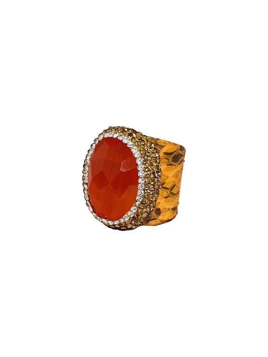 Anelli stampa pitone in pelle Arancio