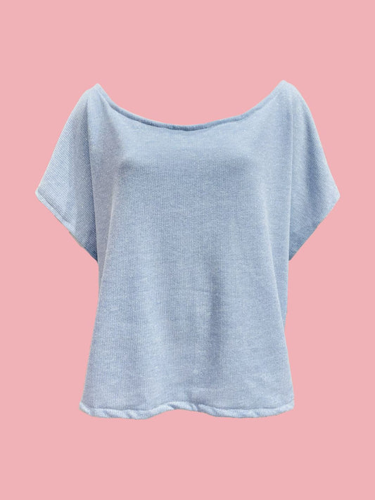 BLUSA SCATOLETTA Spugna Garzata french terry Azzurra Ribes of LOVE