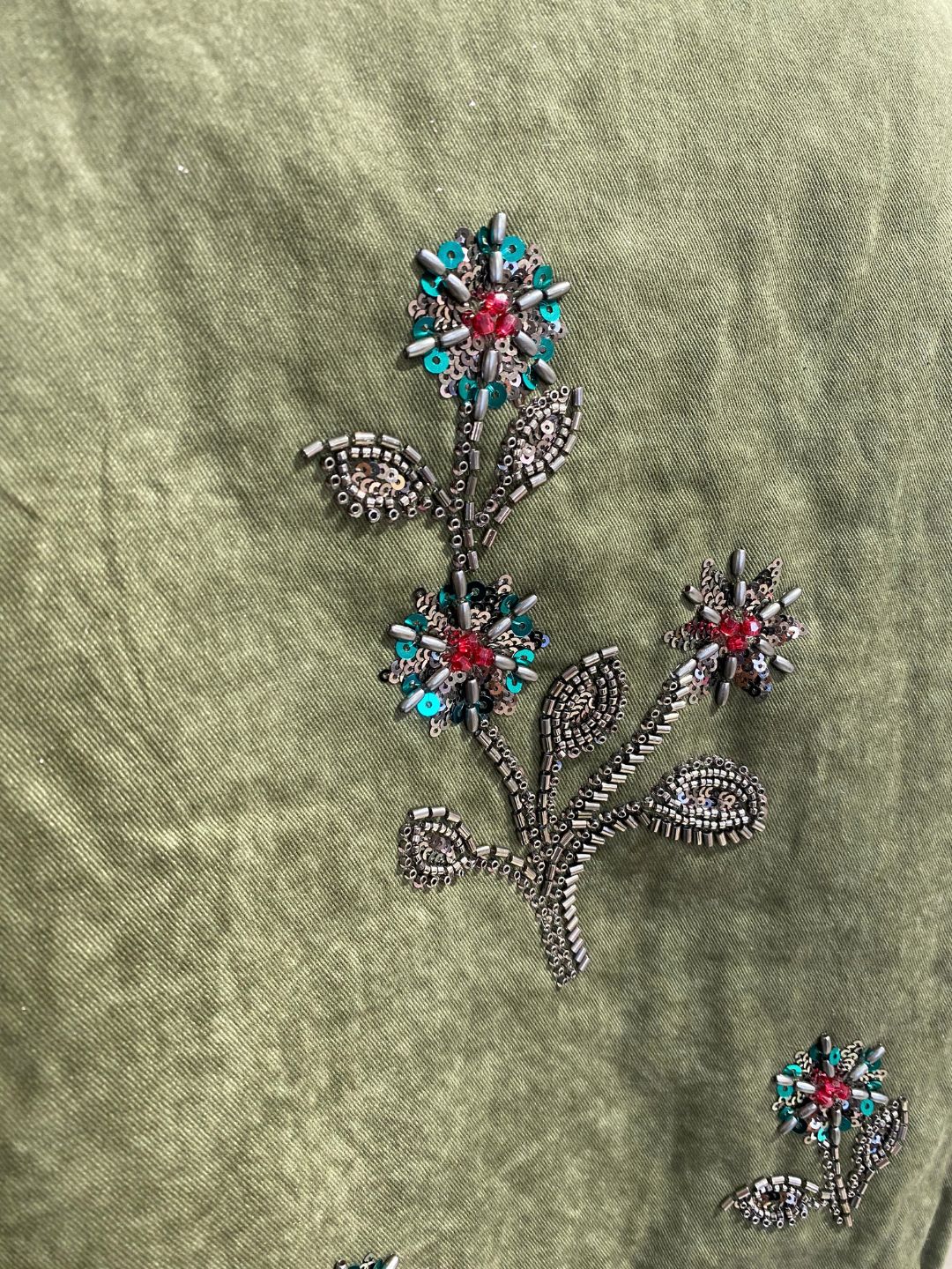 BOMBER RICAMATO Verde Militare-Casbah Love