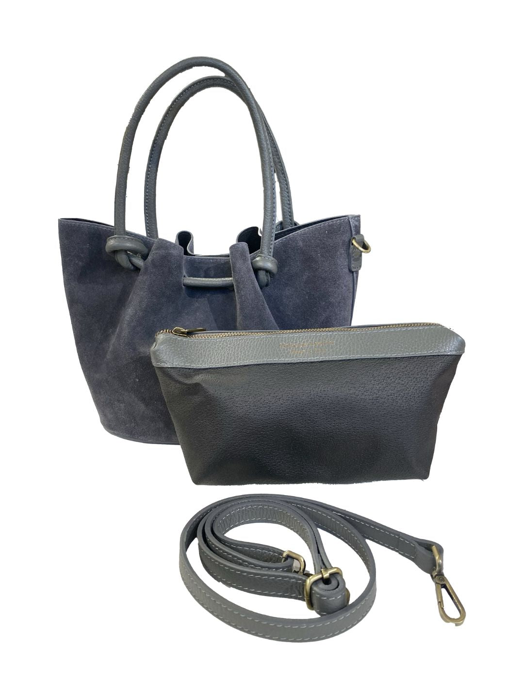 BORSA a Mano Suede Grigio Scuro 85988G