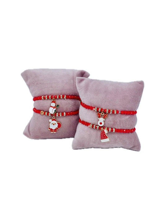 Bracciale Cristalli Rossi e Charm Natalizio Elasticizzato ❤️