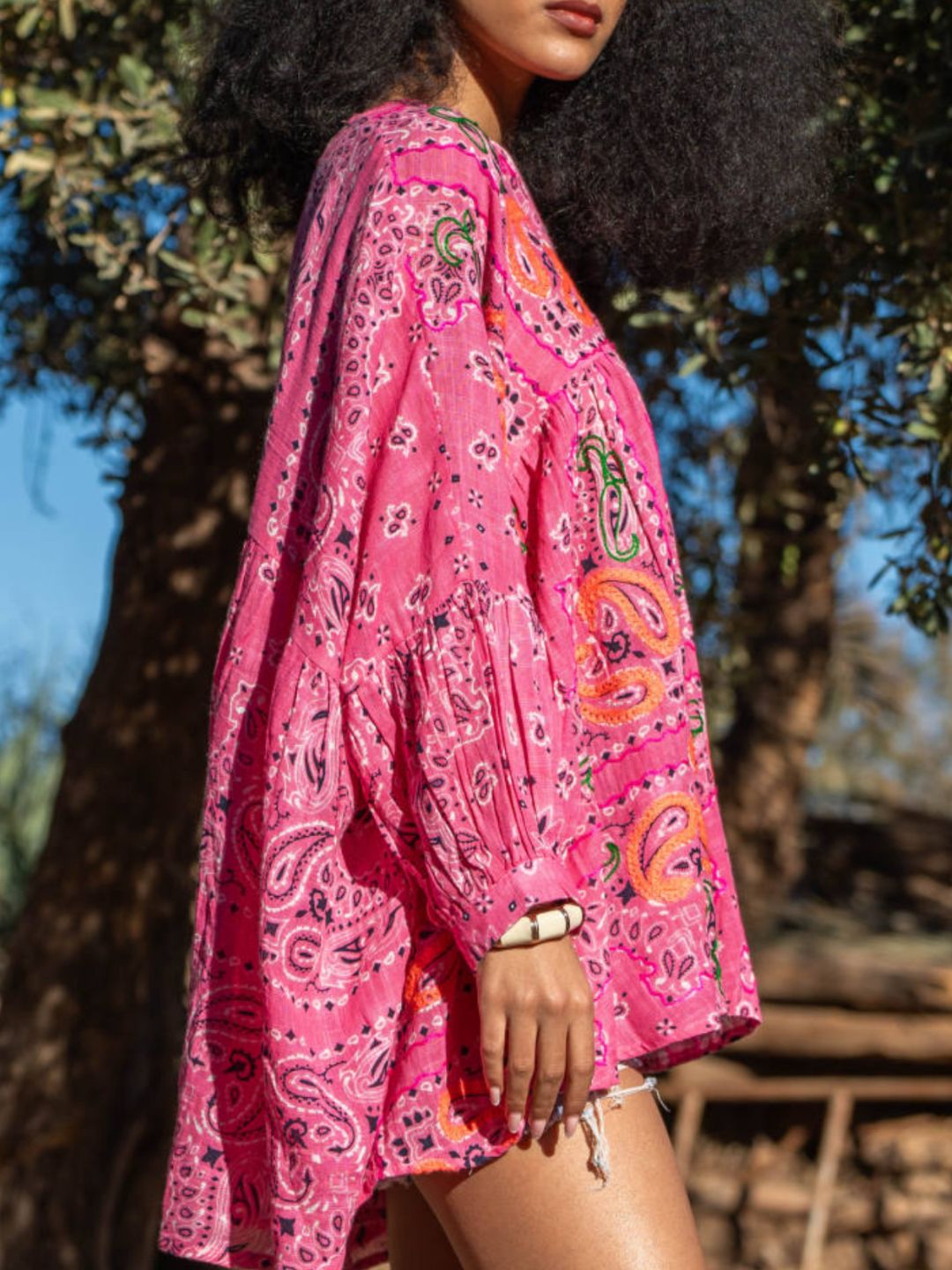 Blusa Bandana in Cotone Garzato Fucsia ✨