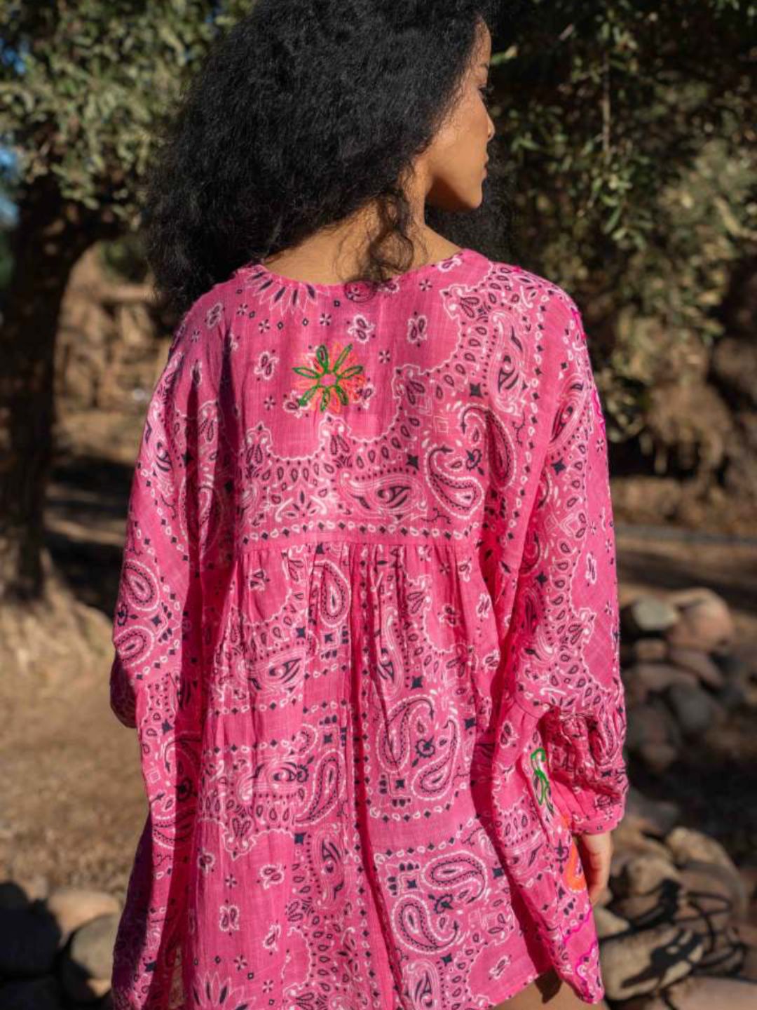 Blusa Bandana in Cotone Garzato Fucsia ✨