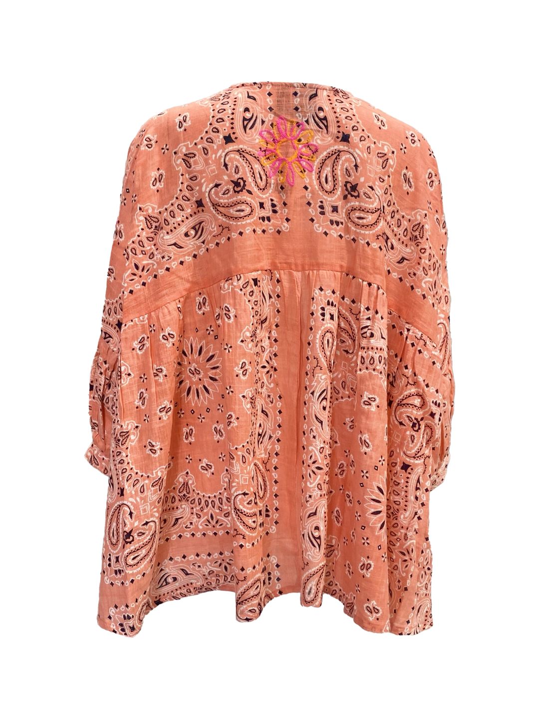 Blusa Bandana in Cotone Garzato Corallo ✨
