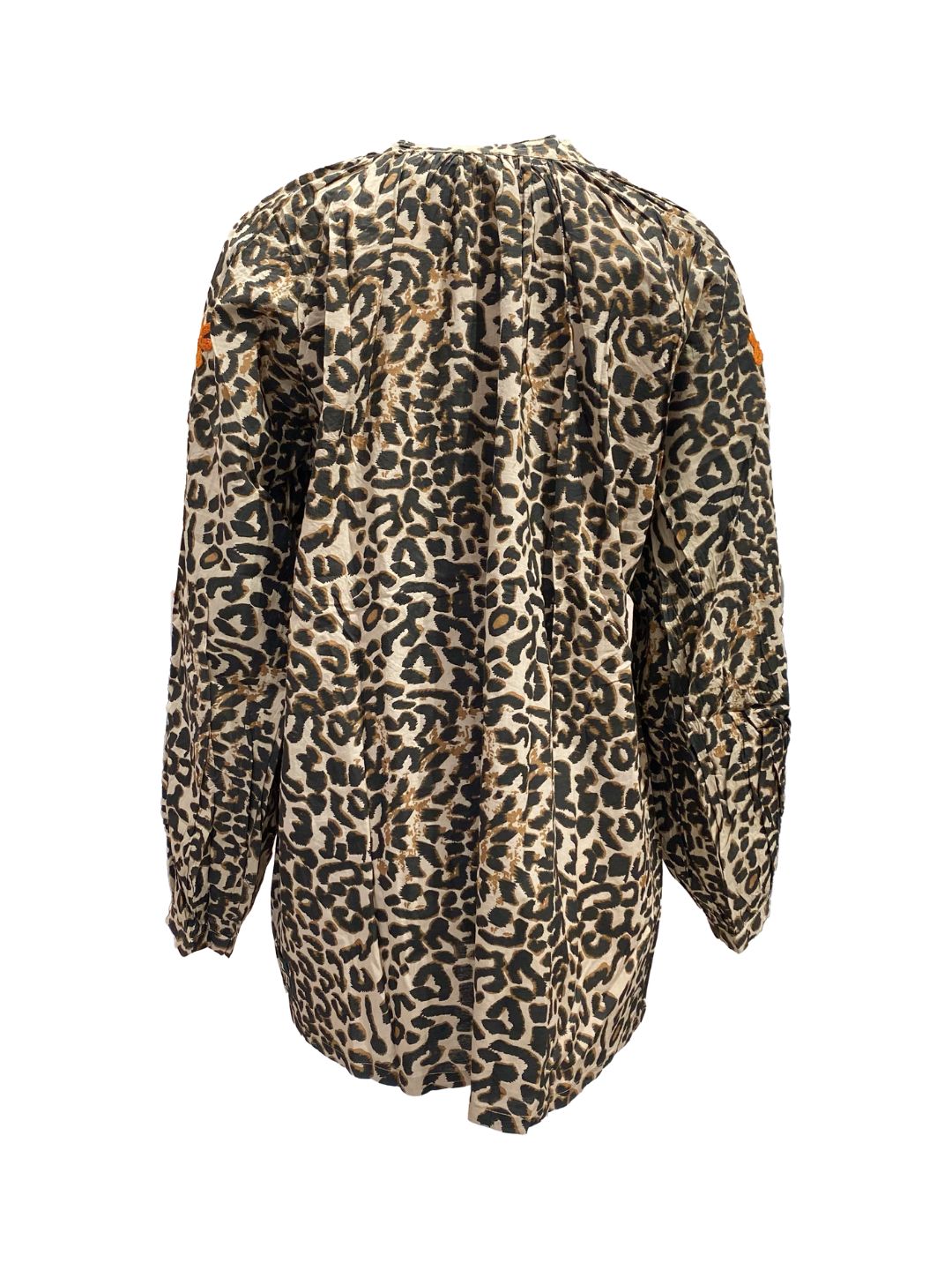 Blusa Donna Leopardata ricamata a mano Viola e Arancio in cotone