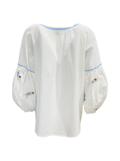 Blusa Ricamata in Cotone Boho-Chic Mod.11