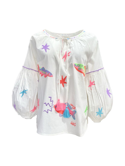 Blusa Ricamata in Cotone Boho-Chic Mod.6