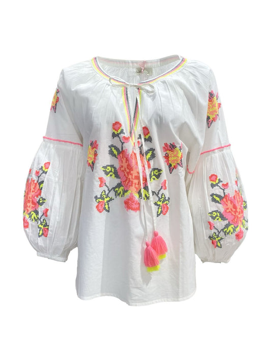 Blusa Ricamata in Cotone Boho-Chic Mod.7