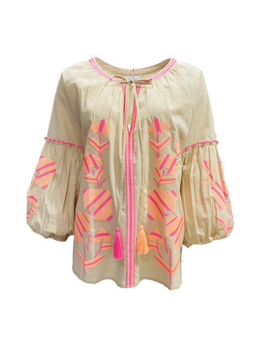 Blusa Ricamata in Cotone Boho-Chic Mod.8