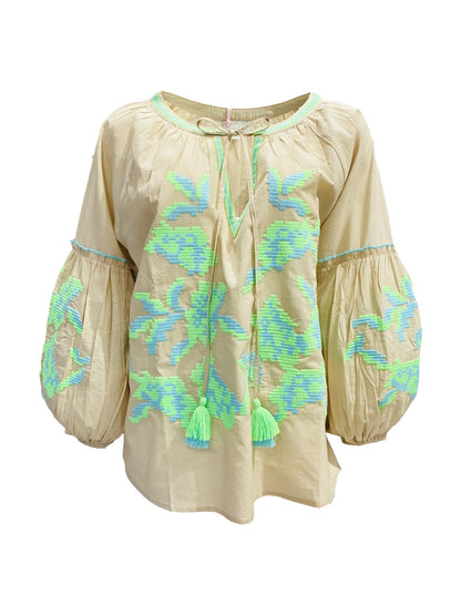 Blusa Ricamata in Cotone Boho-Chic Mod.9