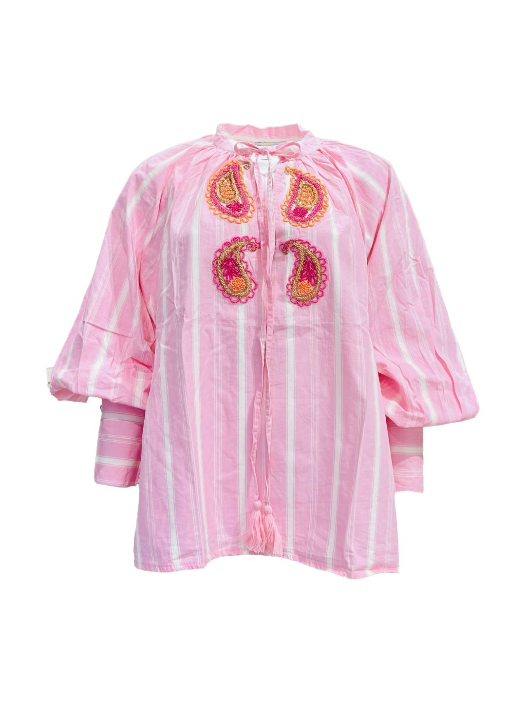Blusa Righe Rosa con Ricami di Perline ✨