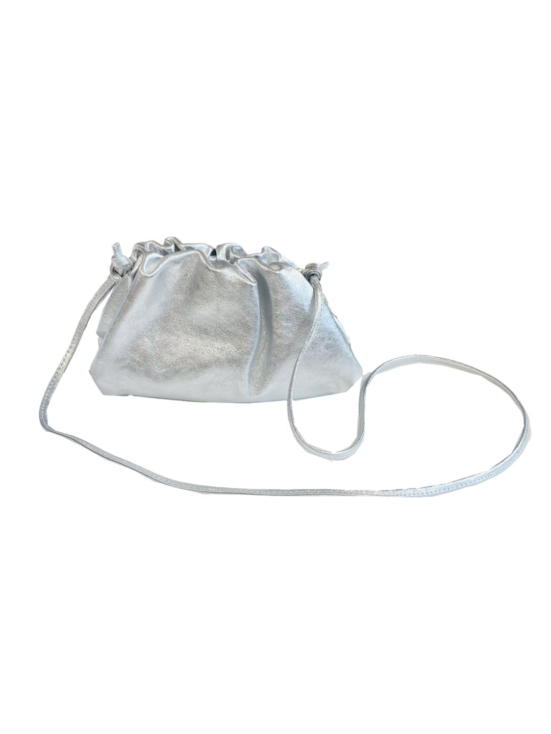 Borsa Clutch Nuvola Metallizzato Argento In Pelle art. 85464