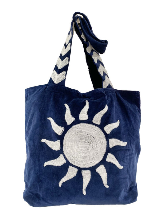 Borsa "Tout SUNCHASER" Ricamata a Mano Blu Notte