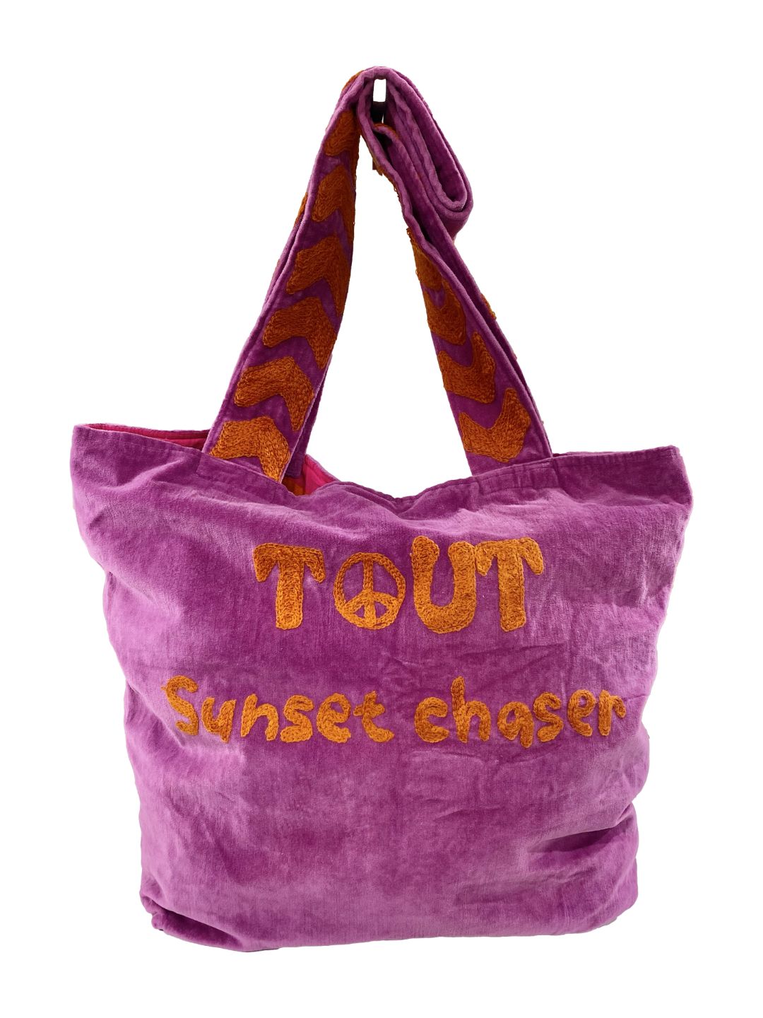 Borsa "Tout SUNCHASER" Ricamata a Mano Fucsia