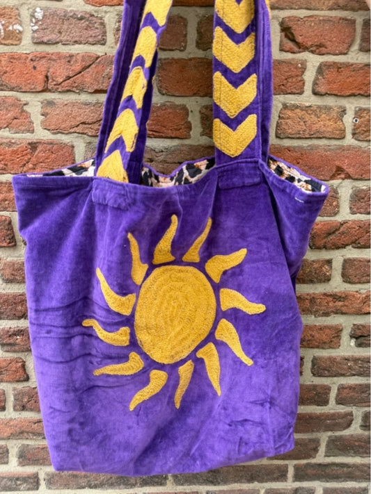 Borsa "Tout SUNCHASER" Ricamata a Mano Viola
