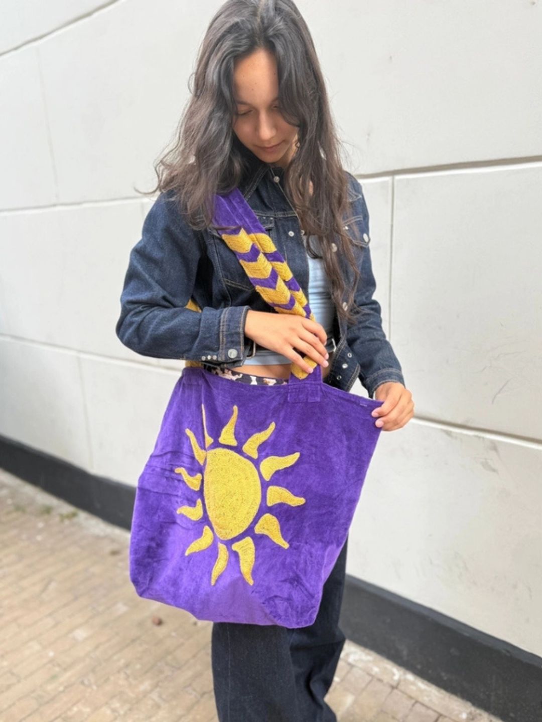 Borsa "Tout SUNCHASER" Ricamata a Mano Viola