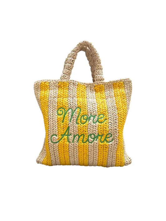 Borsa da Spiaggia in Paglia Personalizzata "More Amore"