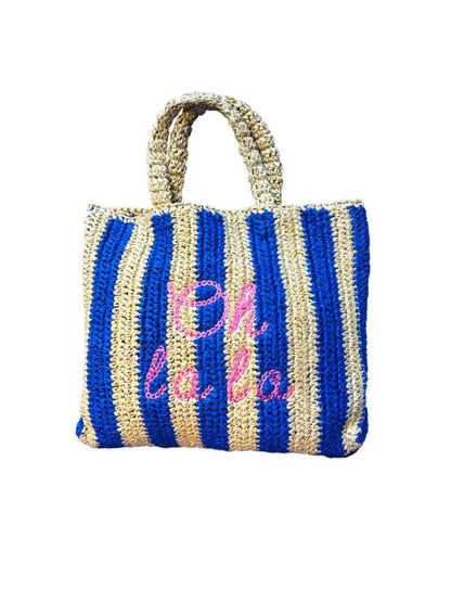 Borsa da Spiaggia in Paglia Personalizzata "Oh La La"