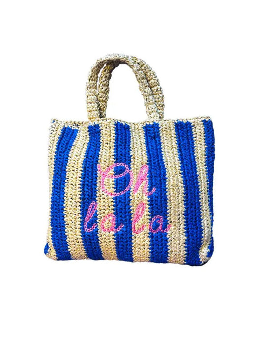 Borsa da Spiaggia in Paglia Personalizzata "Oh La La"