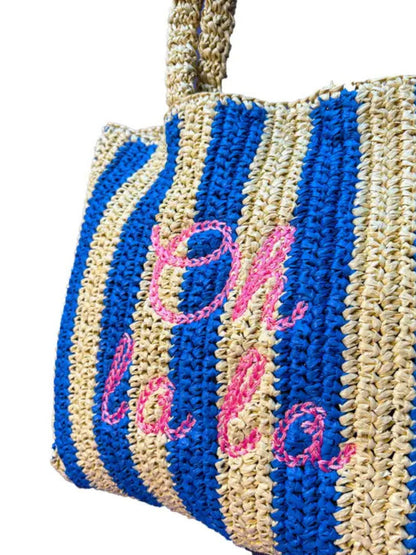 Borsa da Spiaggia in Paglia Personalizzata "Oh La La"