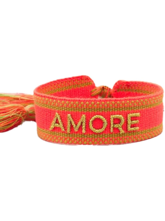 Bracciale "AMORE" Arancio Fluo e Oro