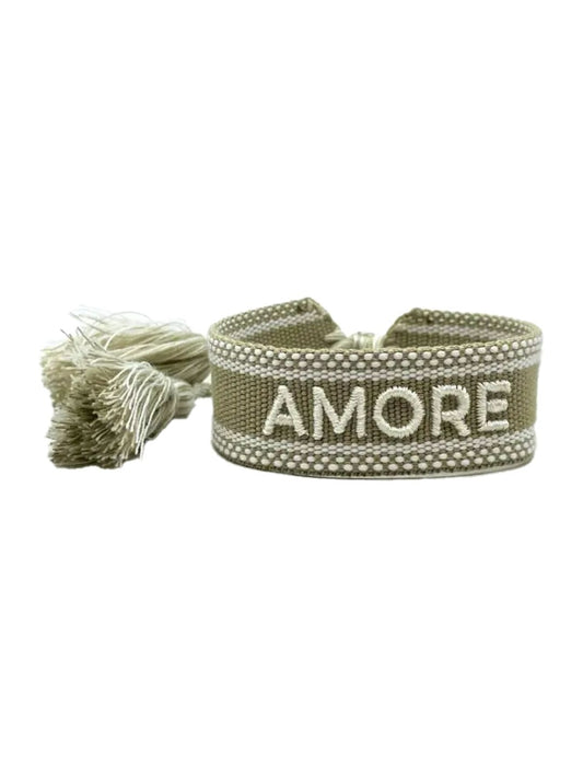 Bracciale "AMORE" Verde Oliva e Bianco