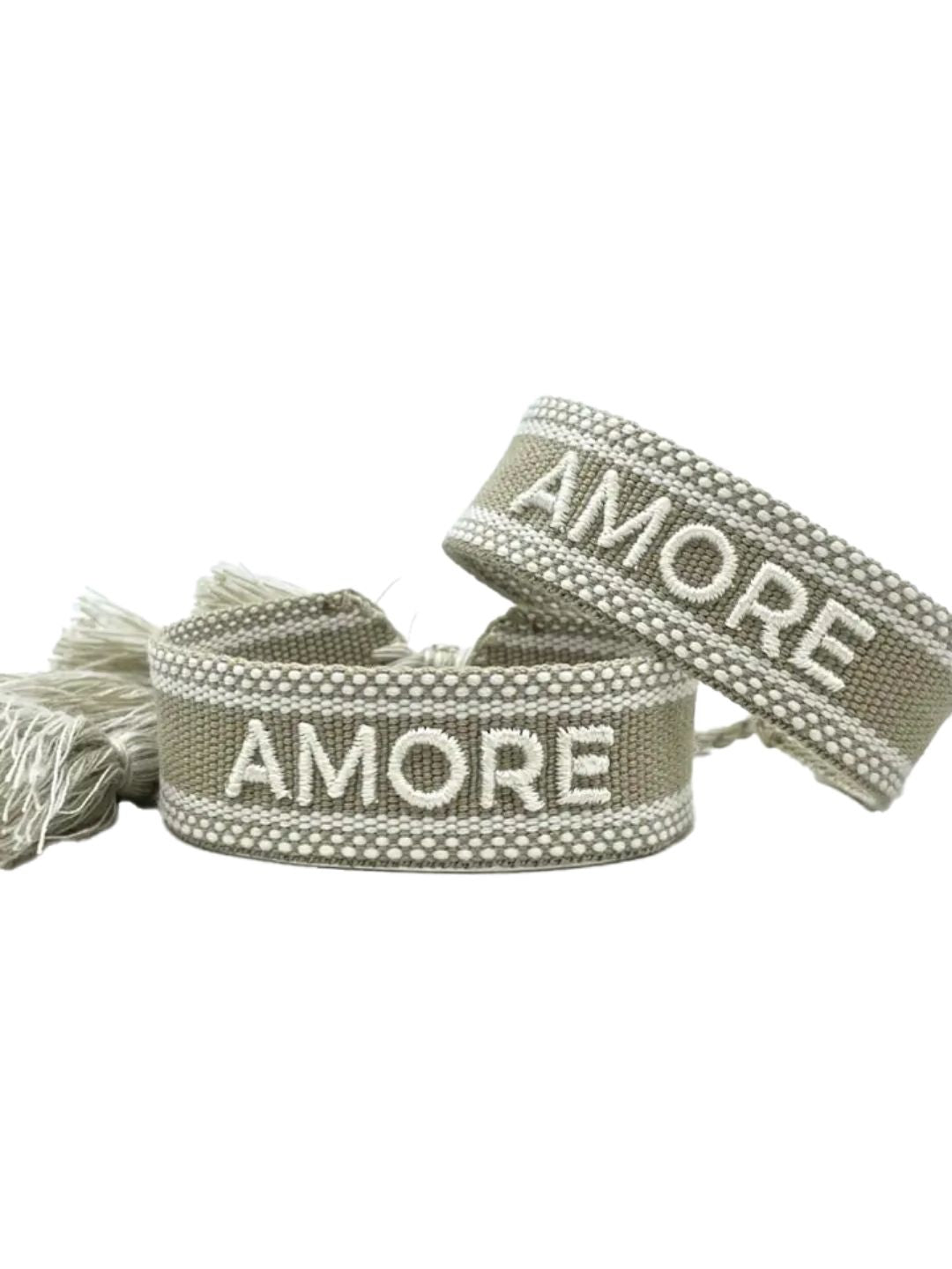 Bracciale "AMORE" Verde Oliva e Bianco