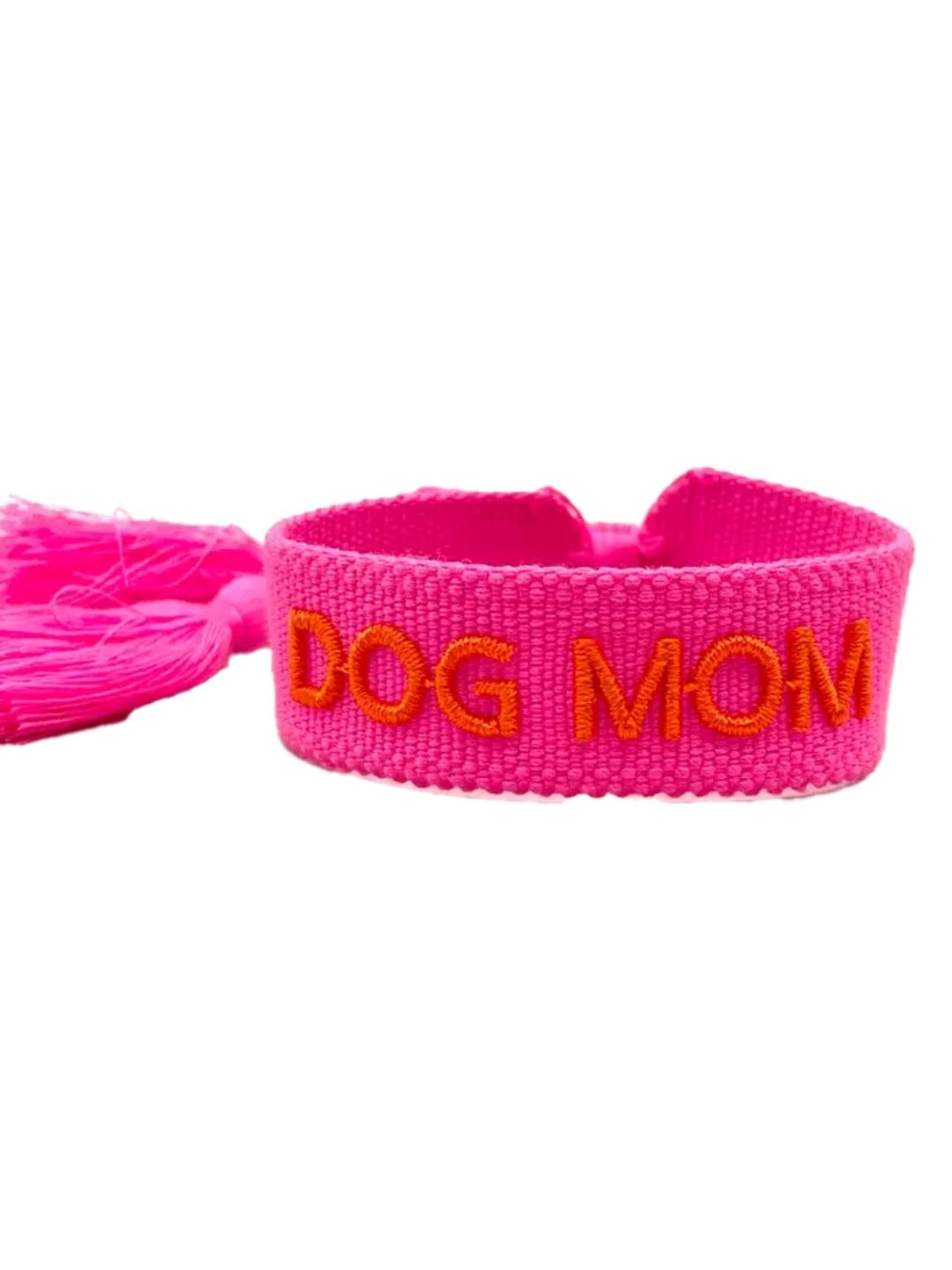 Bracciale "DOG MOM" Rosa Fluo e Arancio