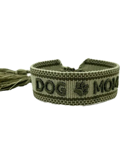 Bracciale "DOG MOM" Verde Oliva e Verde Scuro